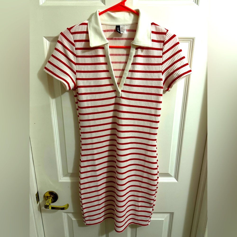 H&M casual red stripe dress